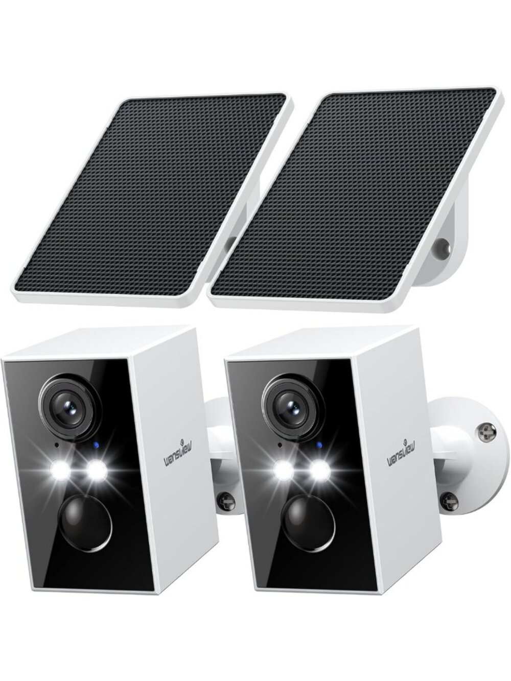 2-Pack Wireless Solar Security Cameras, 2K HD Outdoor WiFi, Night Vision, Motion